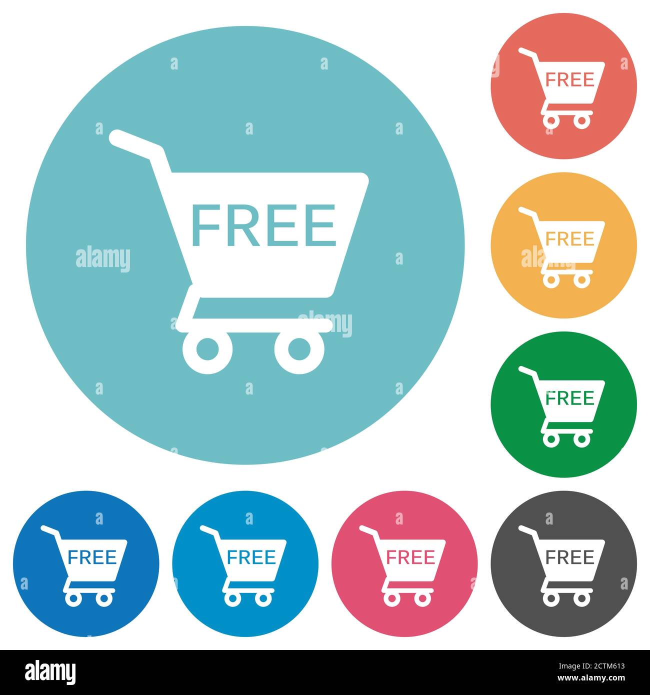 Free shopping cart flat white icons on round color backgrounds Stock ...