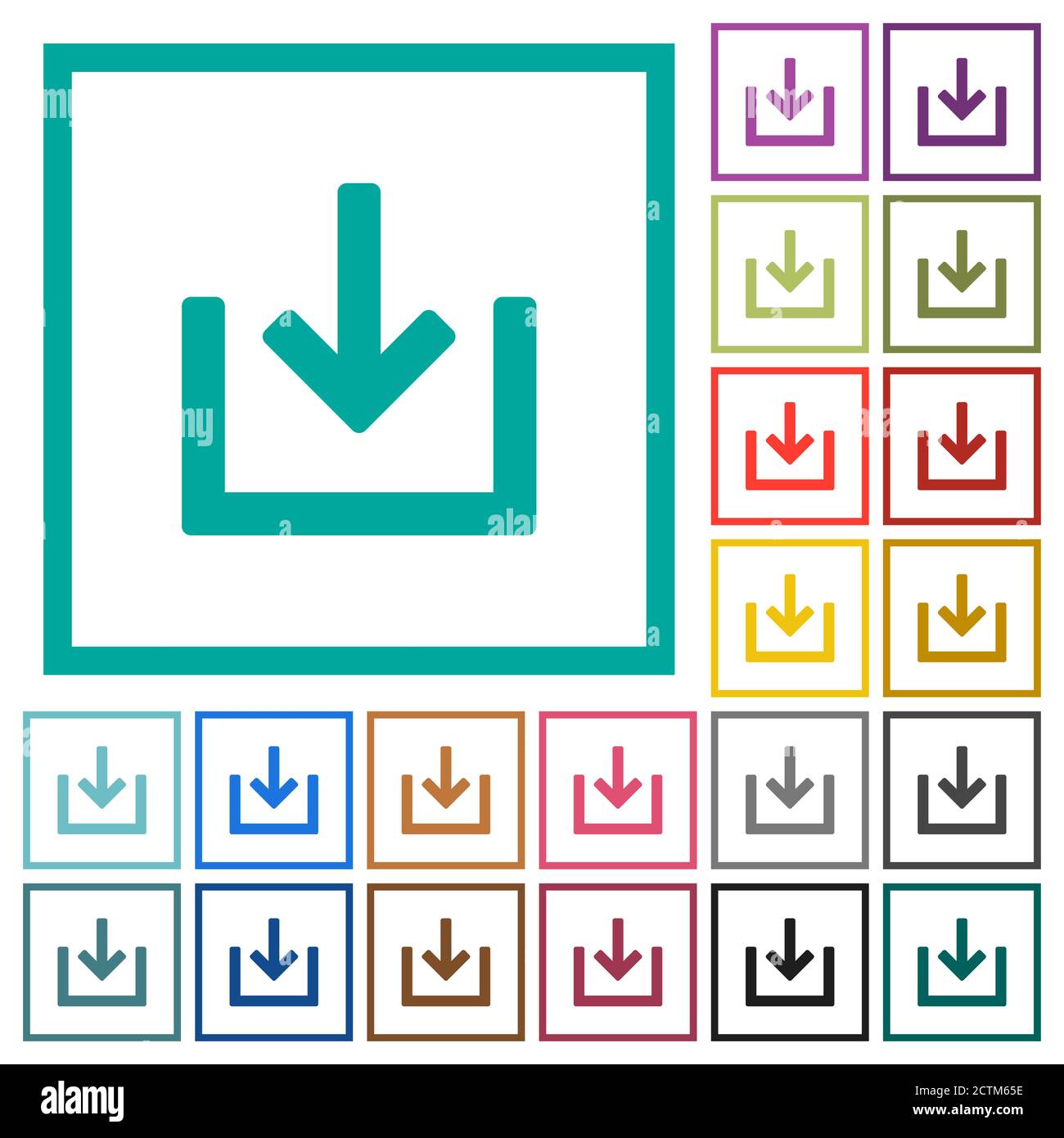 Import item flat color icons with quadrant frames on white background ...