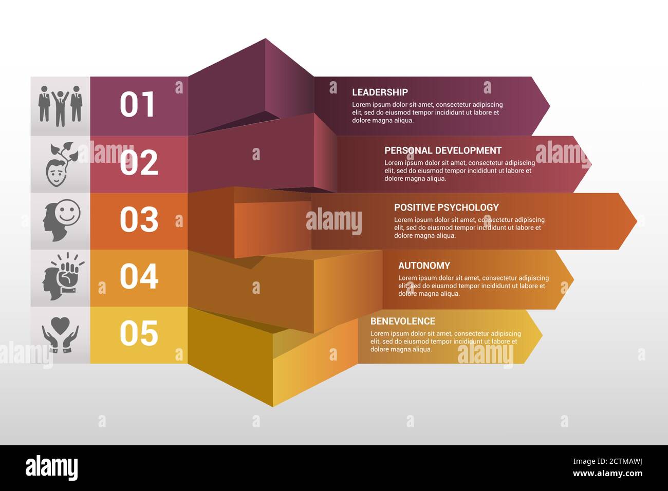 Infographic Business Management template. Icons in different colors ...