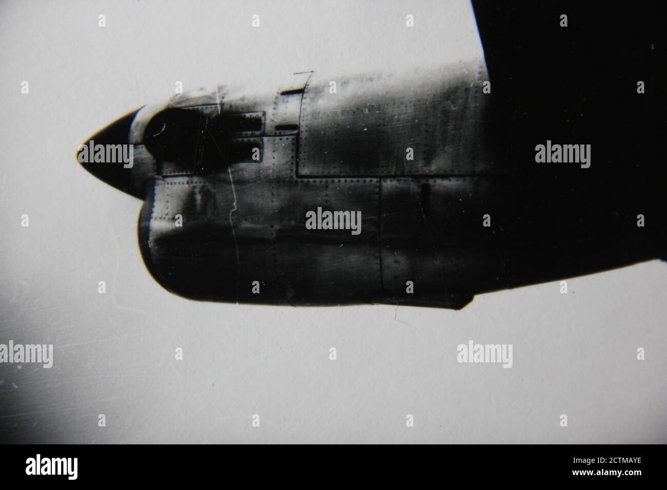 Fine 1970s vintage black and white photography of a propeller engine of ...