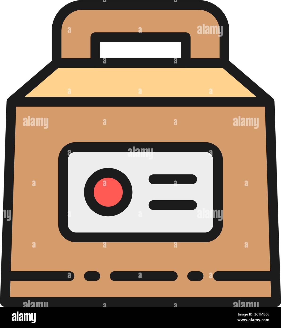 Lunch box, packing for fast food, takeaway flat color line icon Stock ...