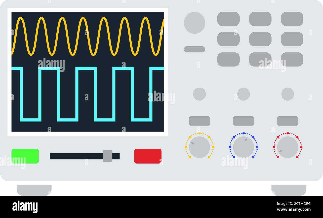 Oscilloscope Icon. Flat Color Design. Vector Illustration. Stock Vector