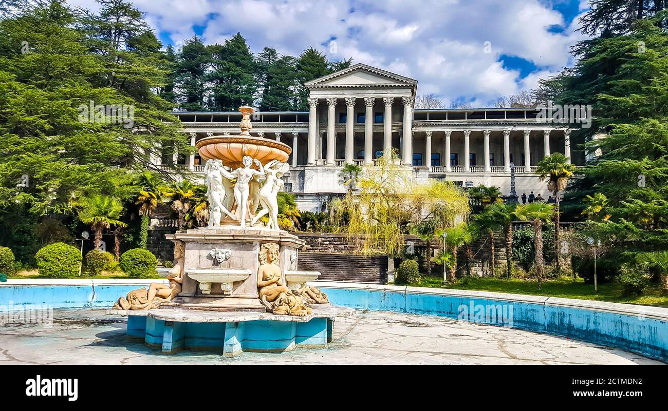 Old abandoned sanatorium Ordzhonikidze.Sochi, Russia Stock Photo