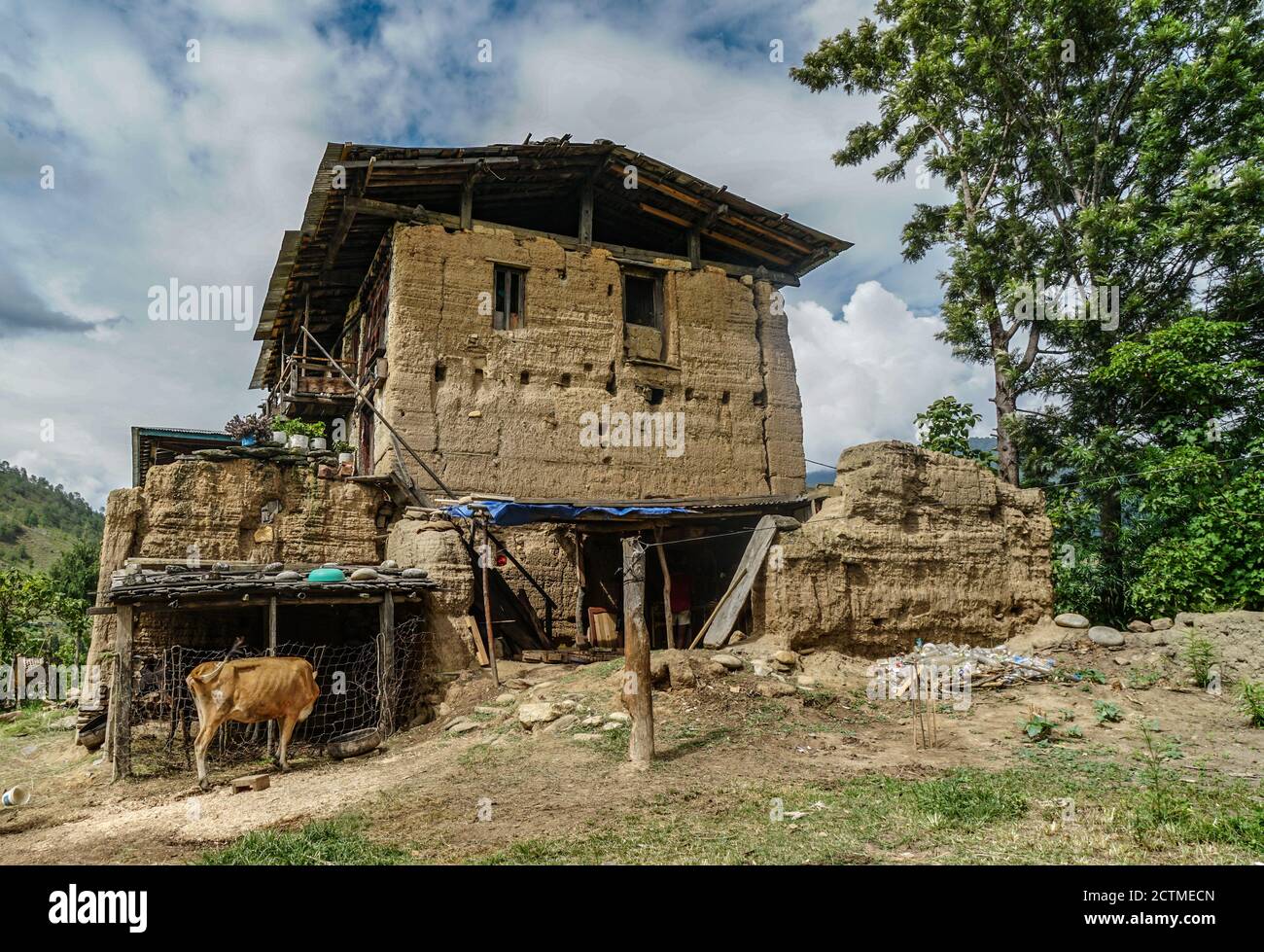 Traditional Bhutanese farmhouse in Punakha, Bhutan Stock Photo Alamy