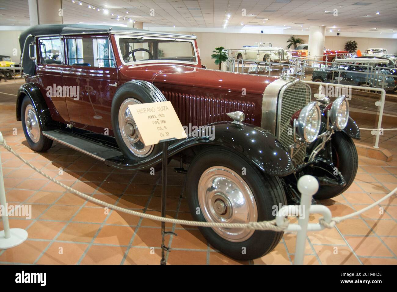 Prince Rainier III Museum of Automobiles 1928 HispanoSuiza H6B oldtimer car. Introduced at the