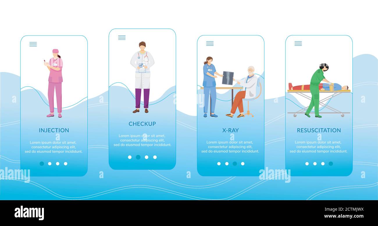 Medical procedures onboarding mobile app screen vector template Stock ...