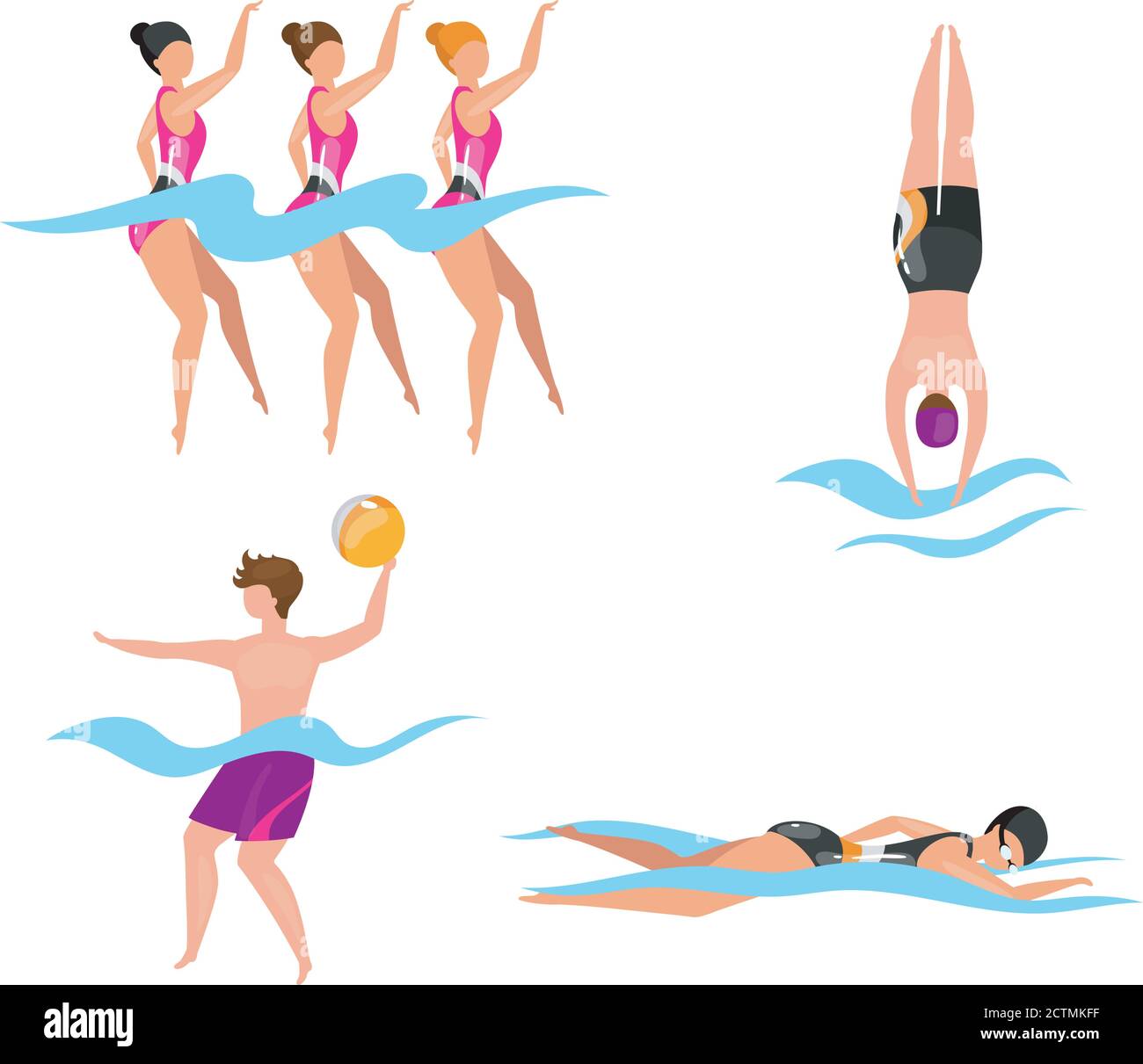 Extreme water sports flat vector illustrations set Stock Vector Image ...