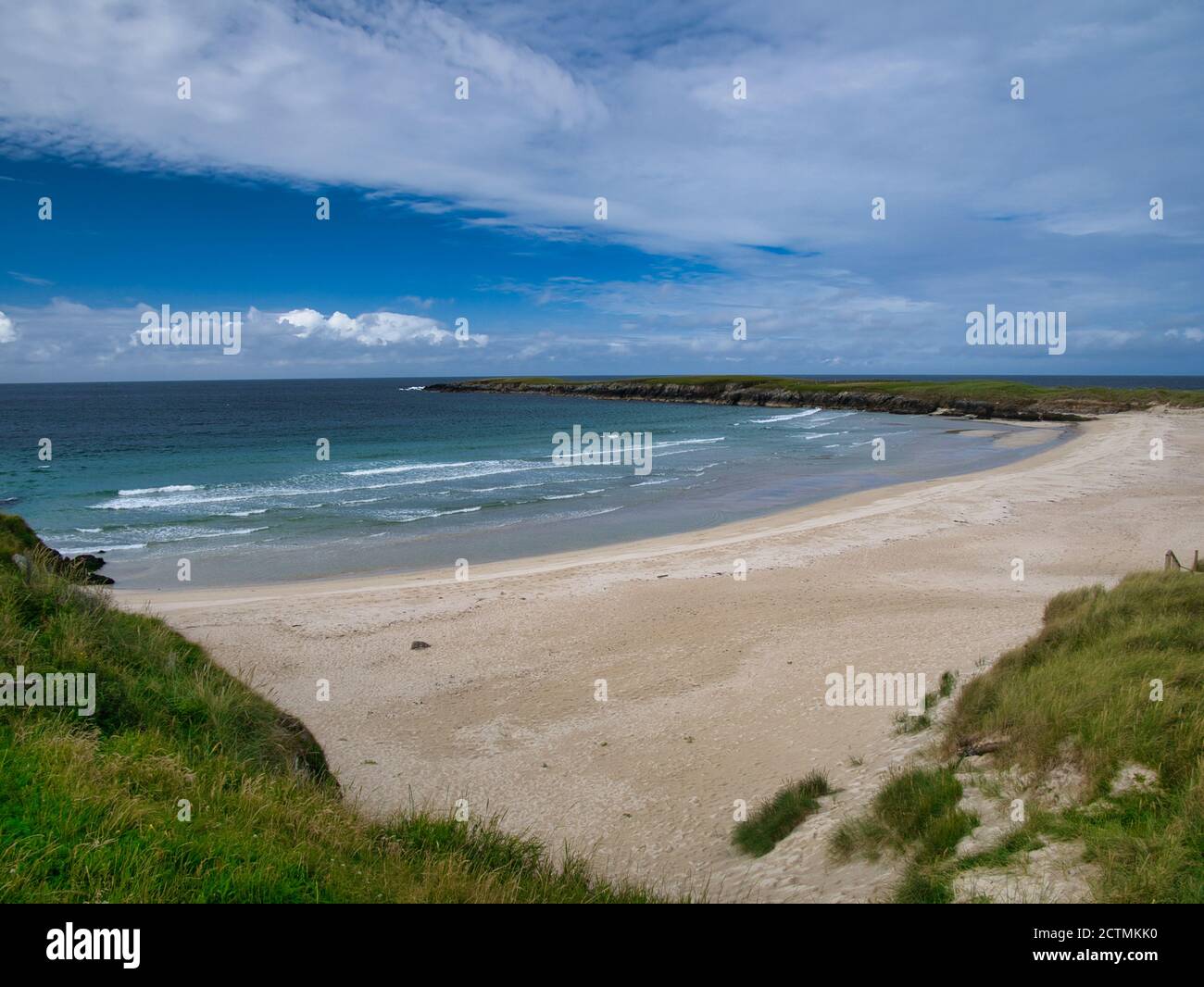 The deserted, pristine Sands of Breckon on the north coast of the island of Yell in Shetland, UK Stock Photo