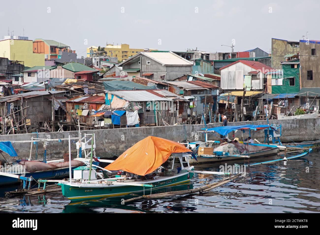 Manila, Philippines October 4, 2018 Poverty along the rivers of Manila the capital of the Philippines Stock Photo