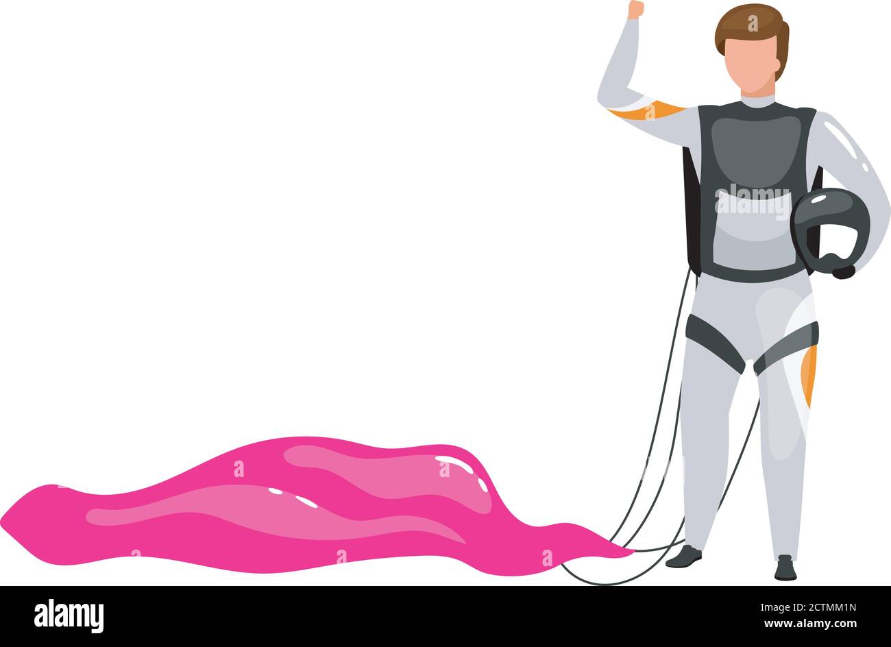 Man with parachute flat vector illustration Stock Vector Image & Art ...