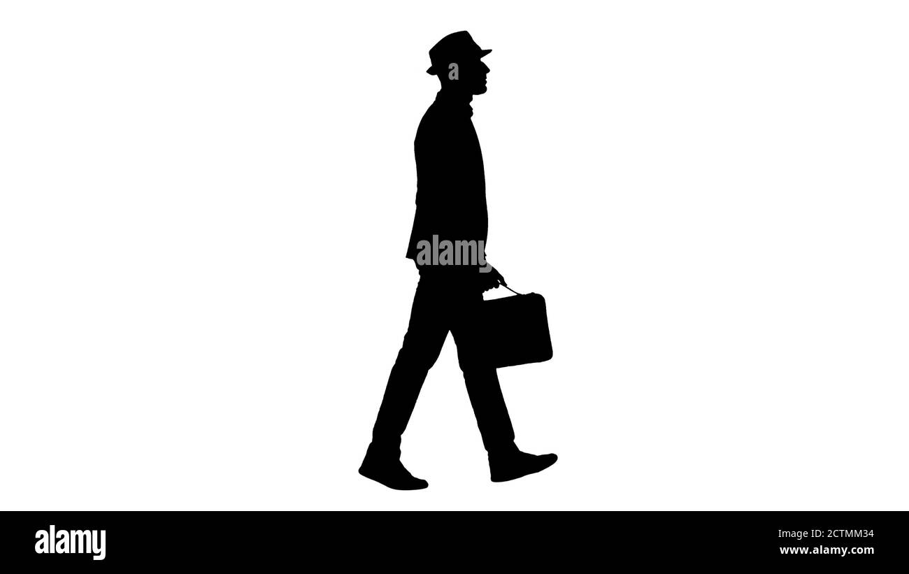 Silhouette Man in casual walking with briefcase Stock Photo - Alamy