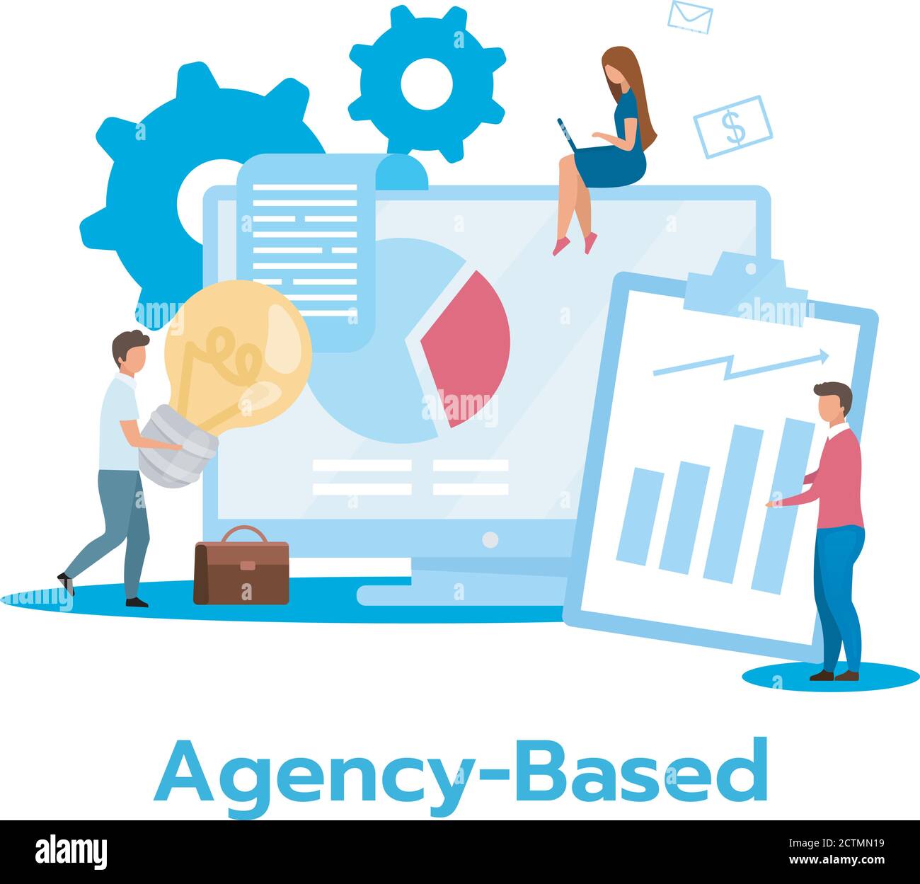 Agency based business model flat vector illustration Stock Vector Image