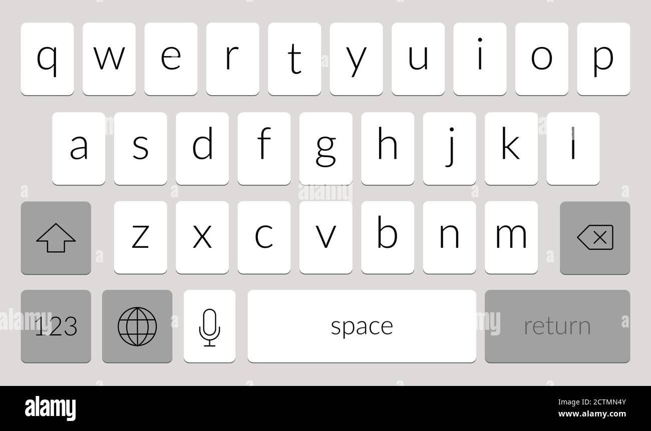 Mobile phone keyboard template. Qwerty smartphone vector keypad. Digital ui  screen touchscreen font Stock Vector Image & Art - Alamy