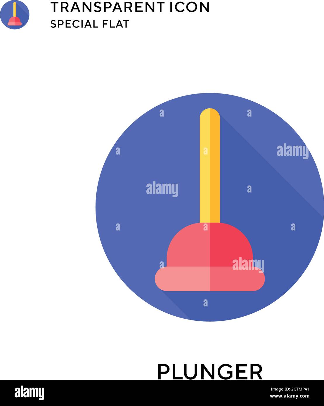 Plunger vector icon. Flat style illustration. EPS 10 vector. Stock Vector