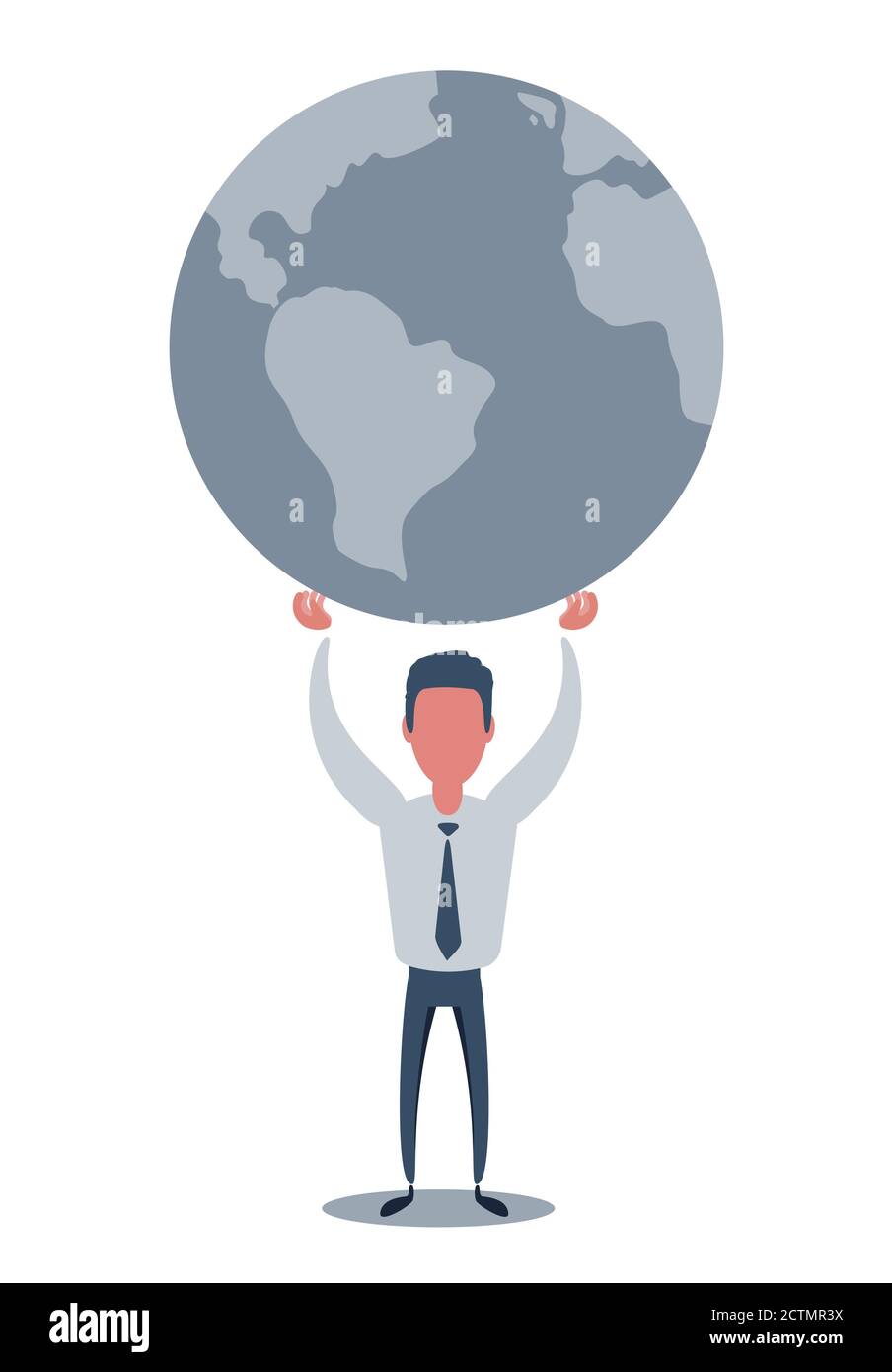 a man that hold in his hands the whole world globe Stock Vector