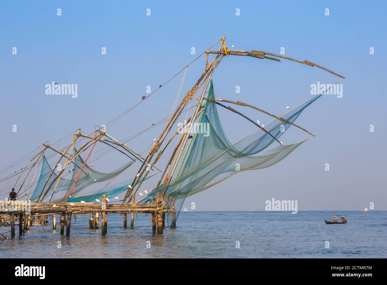 India, Kerala, Cochin Kochi, Fort Kochi, Chinese fishing nets Stock
