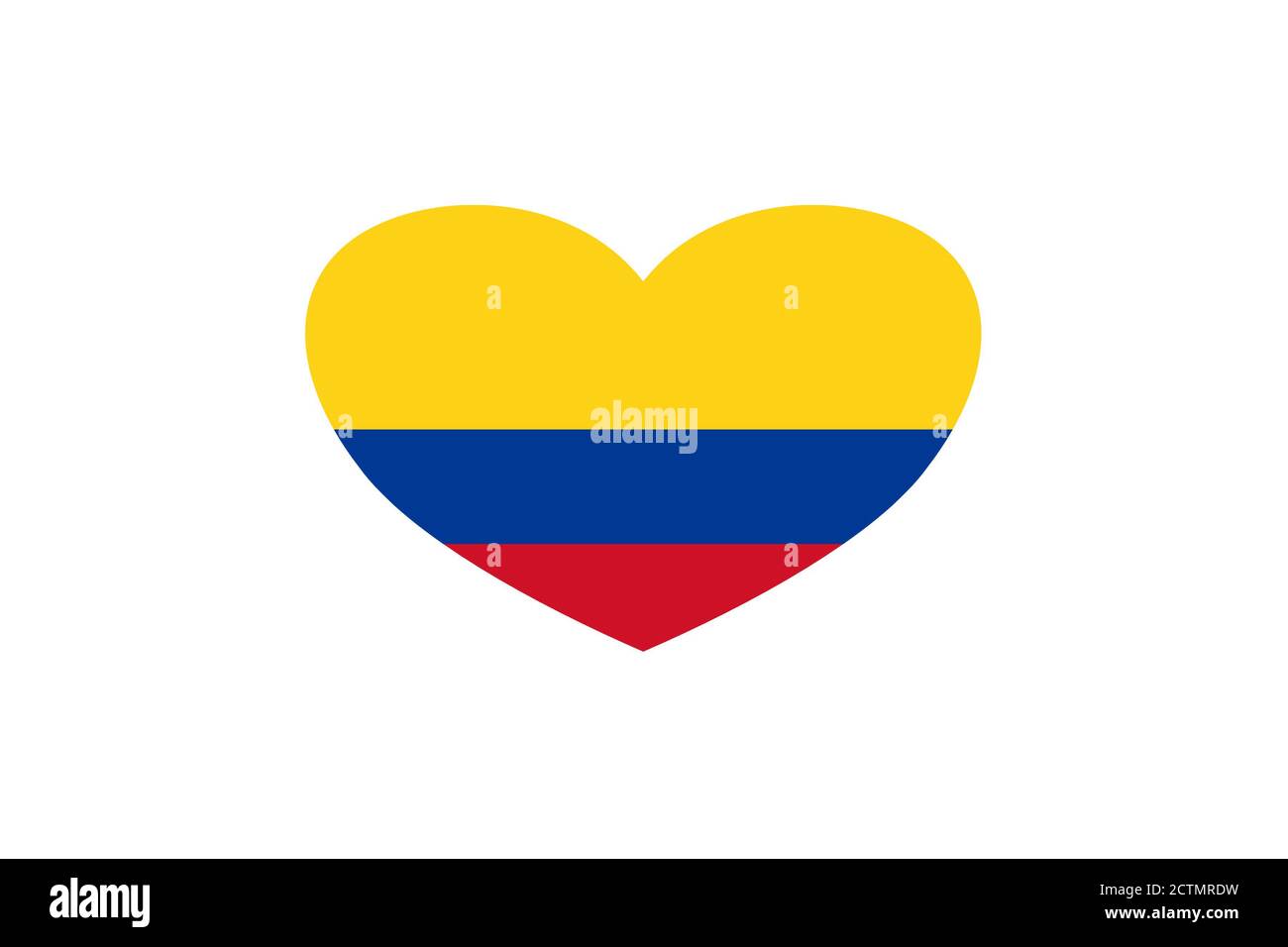Colombia flag in the heart shape. Isolated on a white background. Stock Photo