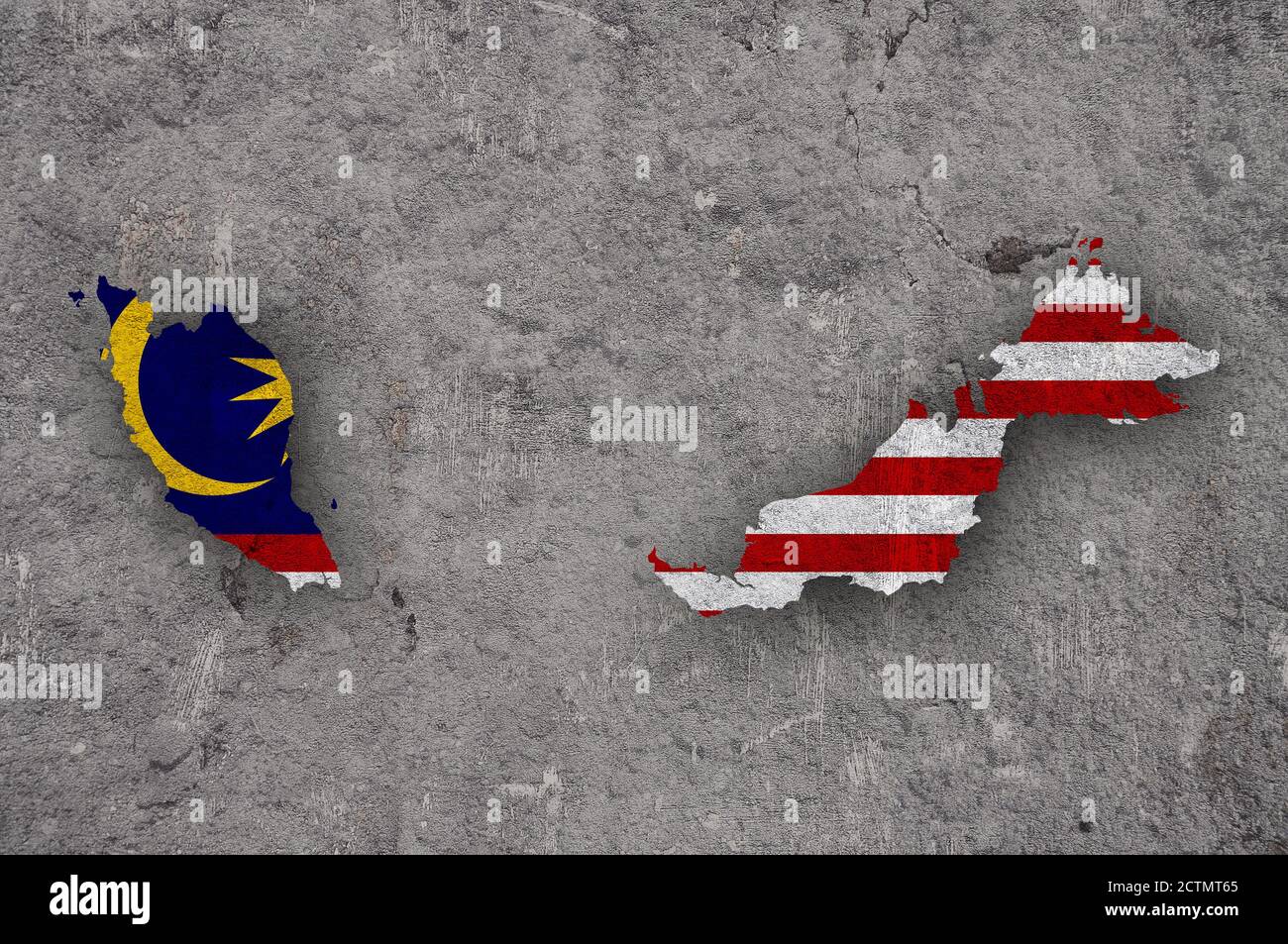 Map and flag of Malaysia on weathered concrete Stock Photo - Alamy