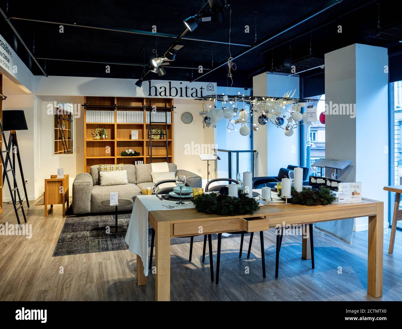 Strasbourg, France Dec 9, 2017 Street view at the showcase of Habitat furniture store with