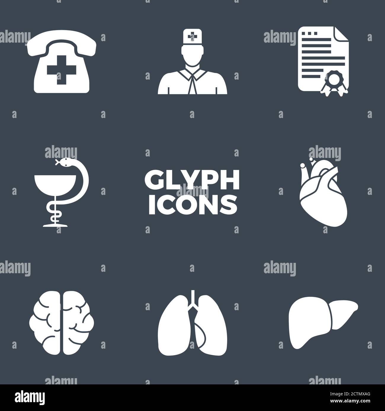 Medical Glyph Icons Set Stock Vector