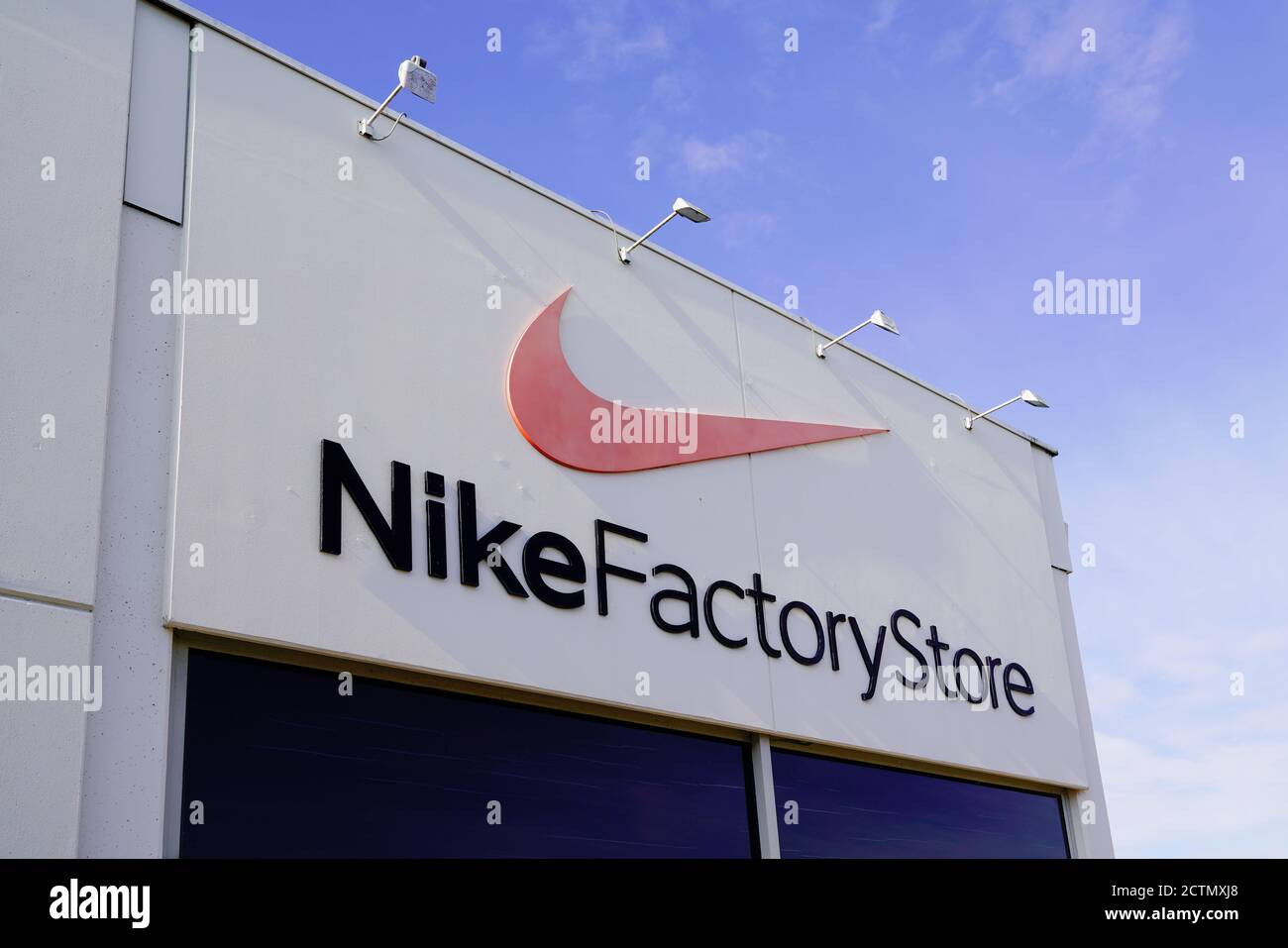 Bordeaux , Aquitaine / France - 09 20 2020 : Nike factory store text sign and logo front of sportswear shop supplier of athletic shoes and sports equi Stock Photo