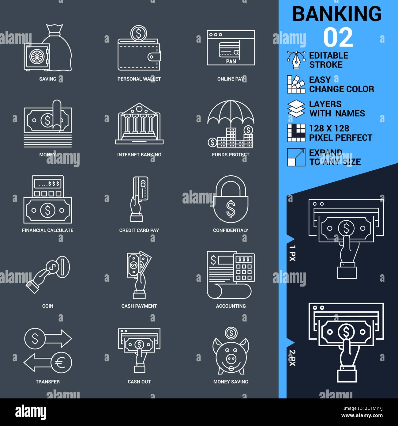 Banking icons set. Thin Line Vector Illustration Stock Vector Image ...