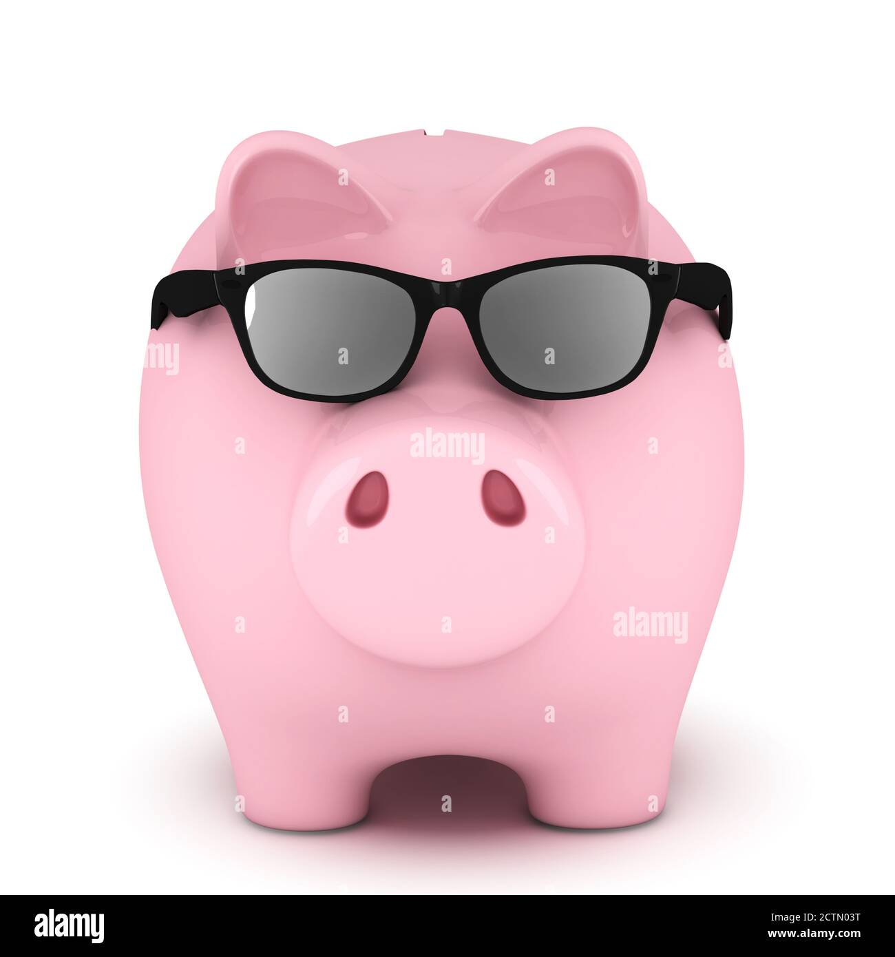 Piggy bank with sunglasses, white background Stock Photo - Alamy