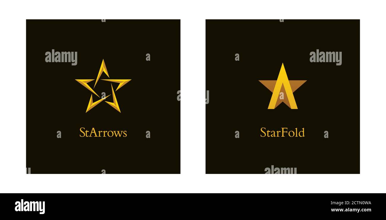 Shiny gold colored letter a and star icons. Luxury star logo designs ...