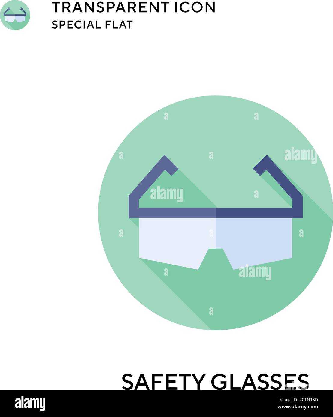 Safety glasses vector icon. Flat style illustration. EPS 10 vector. Stock Vector