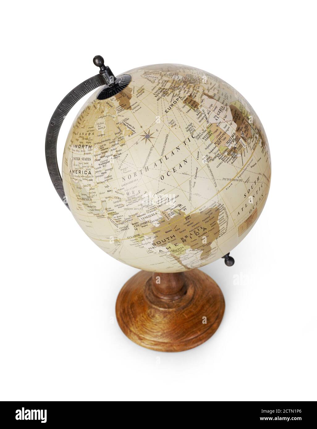 Old world globe isolated on white Stock Photo - Alamy