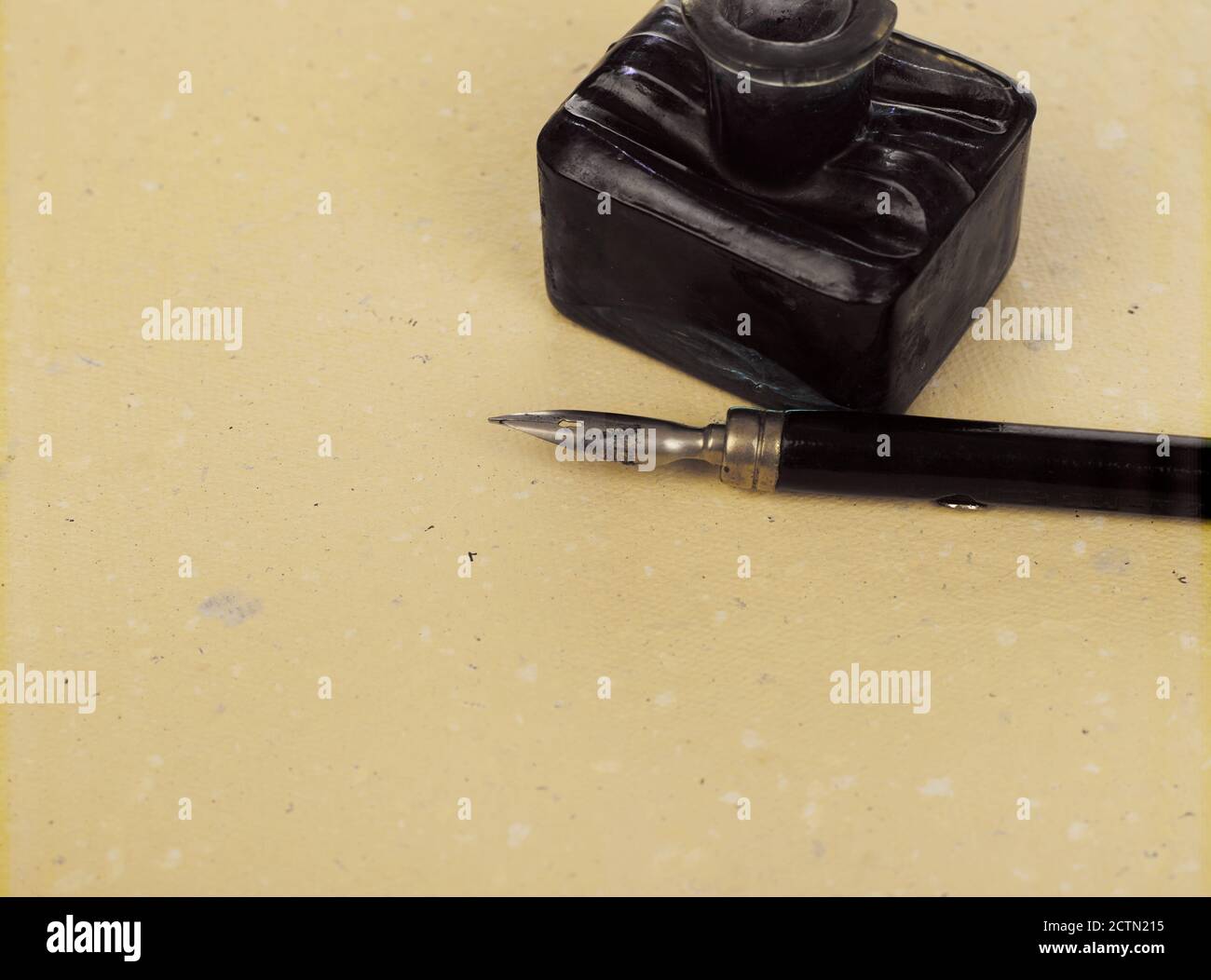 Writing pen, manuscript and ink well Stock Photo - Alamy