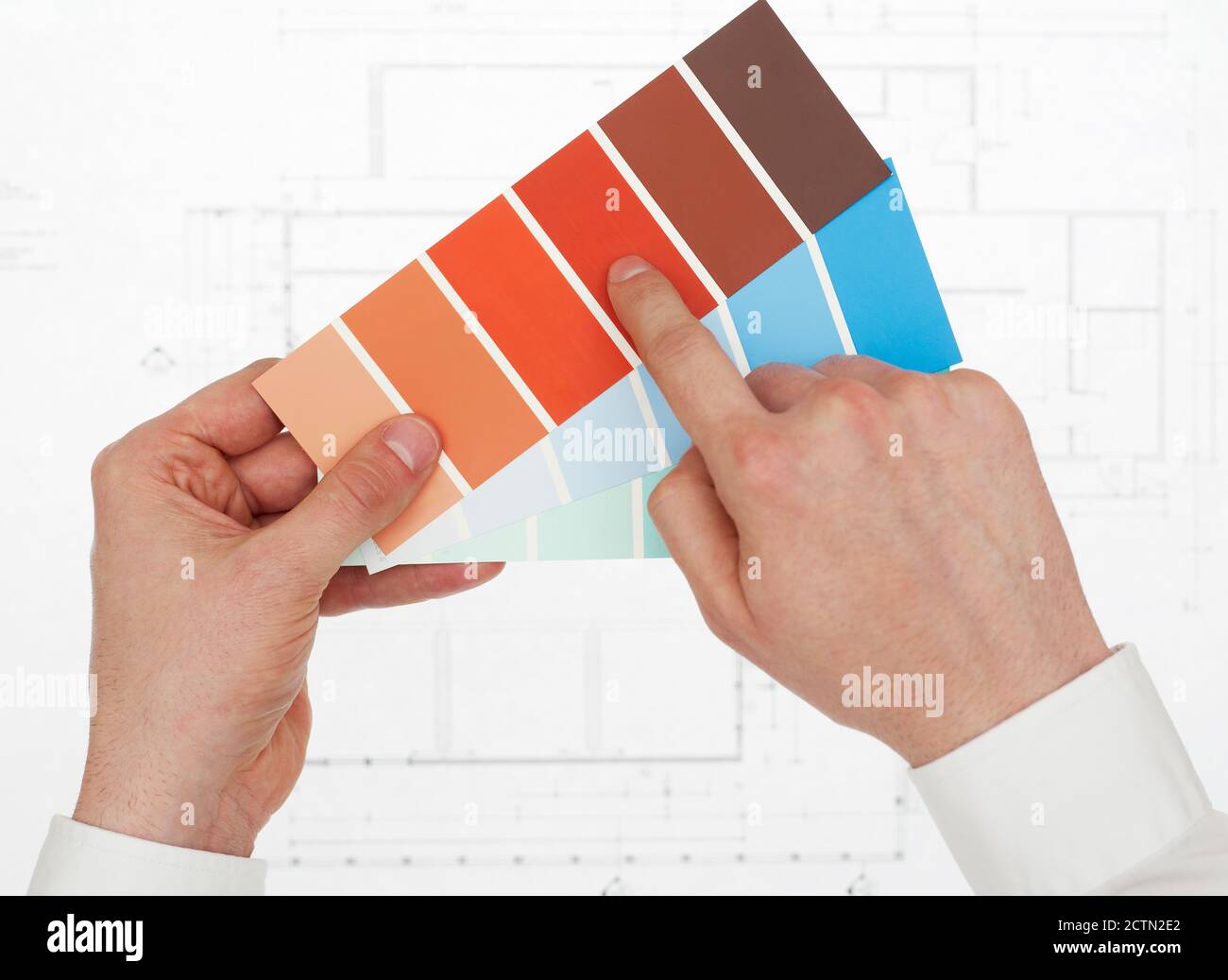 Man with color swatch Stock Photo