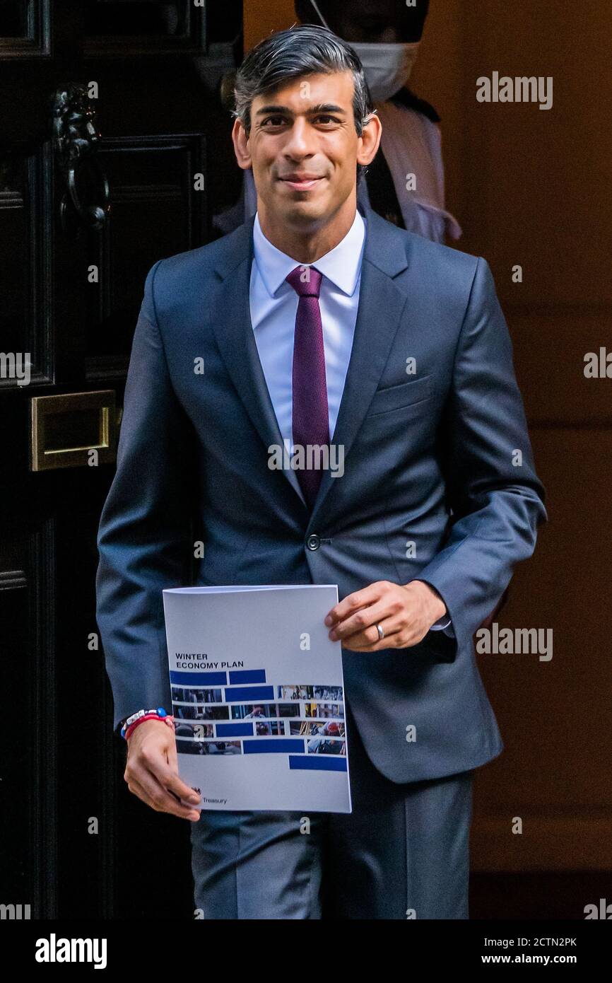 London, UK. 24th Sep, 2020. Rishi Sunak heads off to make his Winter Economy Plan statement on funding the next stage of the Coronavirus Restrictions.Rishi Sunnak heads off to make his statement on funding the next stage of the Coronavirus Restrictions. Credit: Guy Bell/Alamy Live News Stock Photo