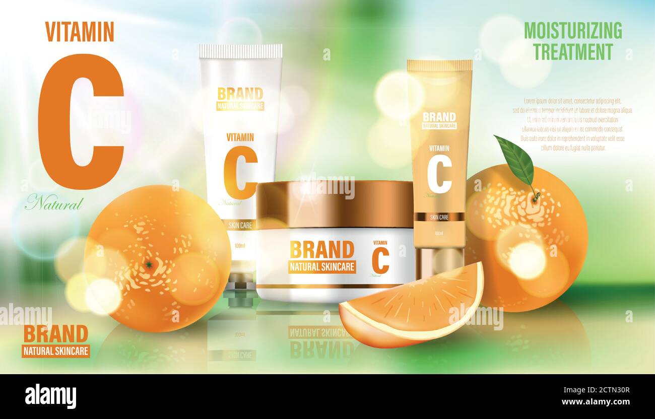 Cosmetic poster ad. Realistic glass jar on bokeh background with