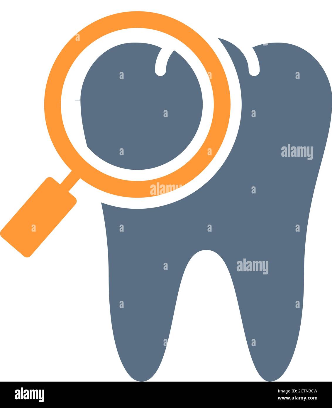 Tooth with magnifying glass colored icon. Organ research, analyzes ...