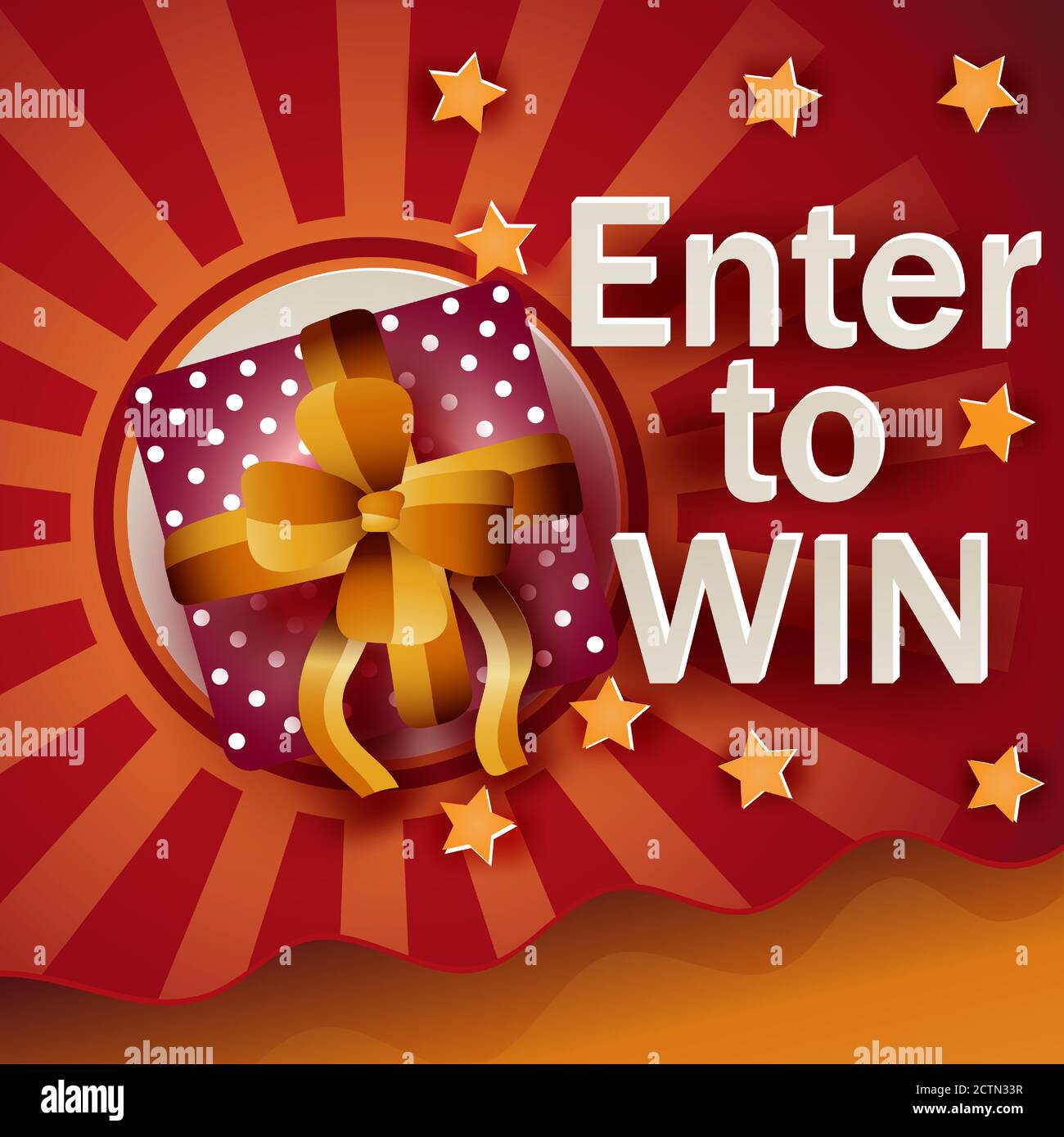 Enter To Win Prize Vector Festive T Box With Bow Ribbon As Present