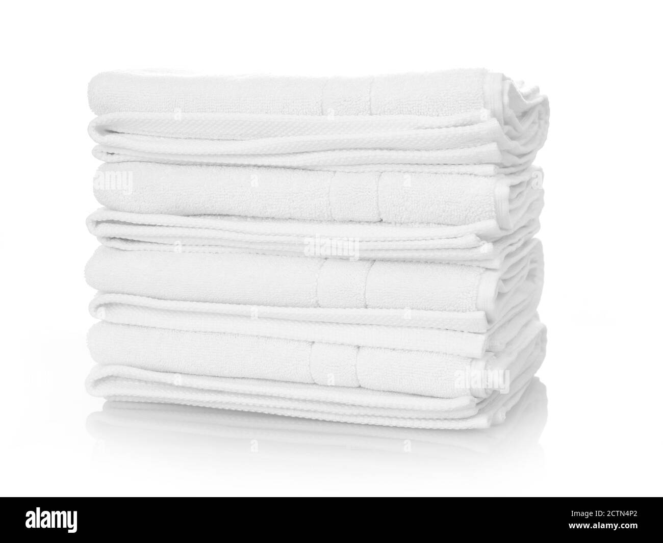 Clean white towels isolated on white Stock Photo Alamy