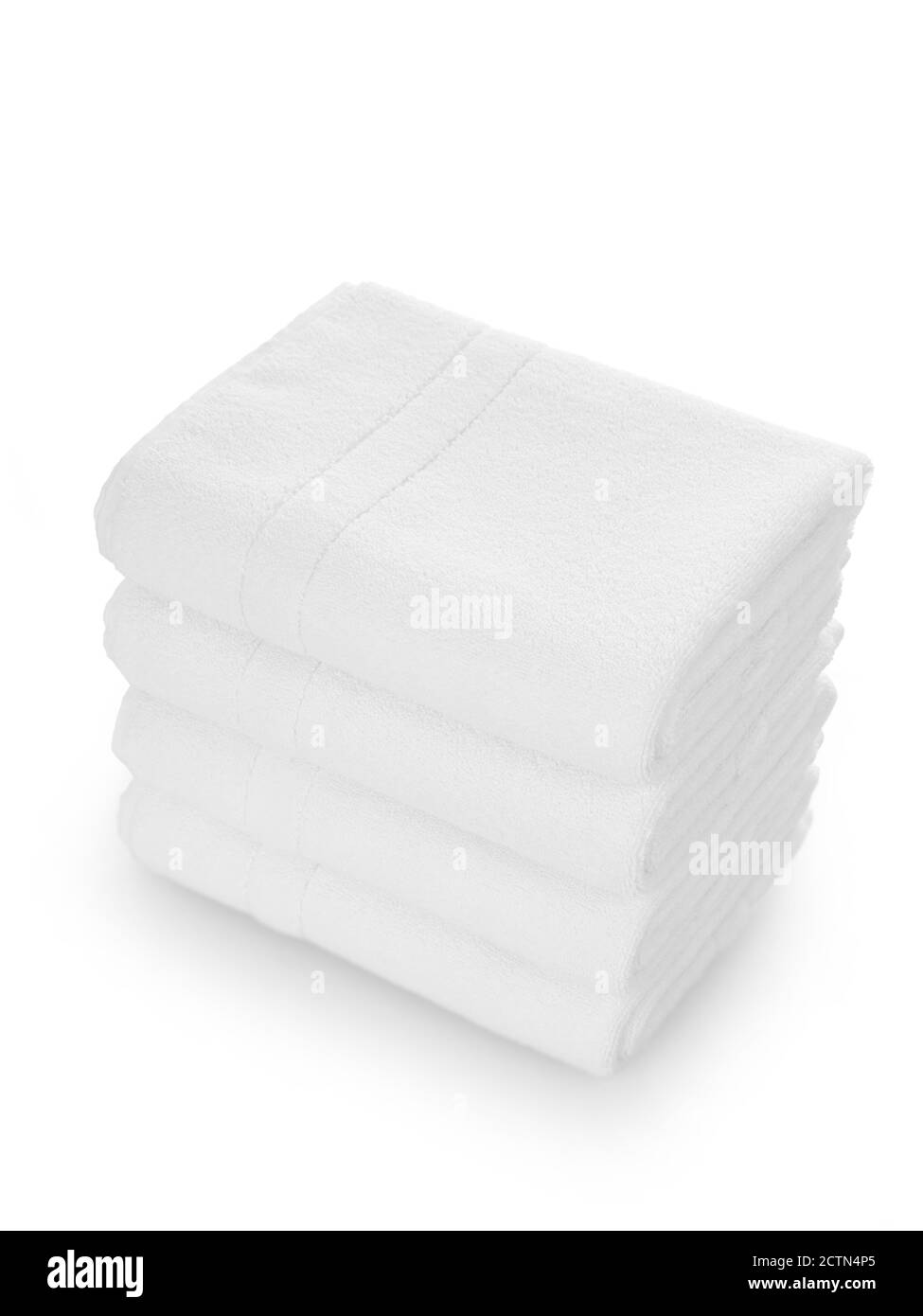 Clean white towels isolated on white Stock Photo Alamy