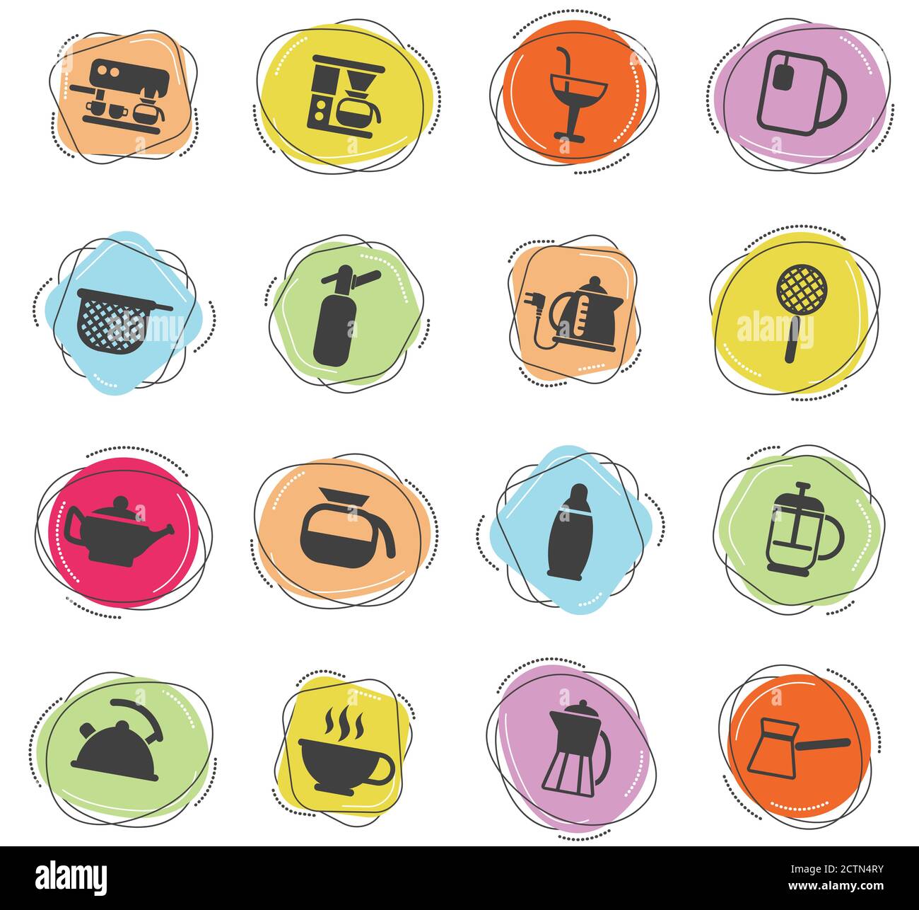 utensils for beverages icon set Stock Vector