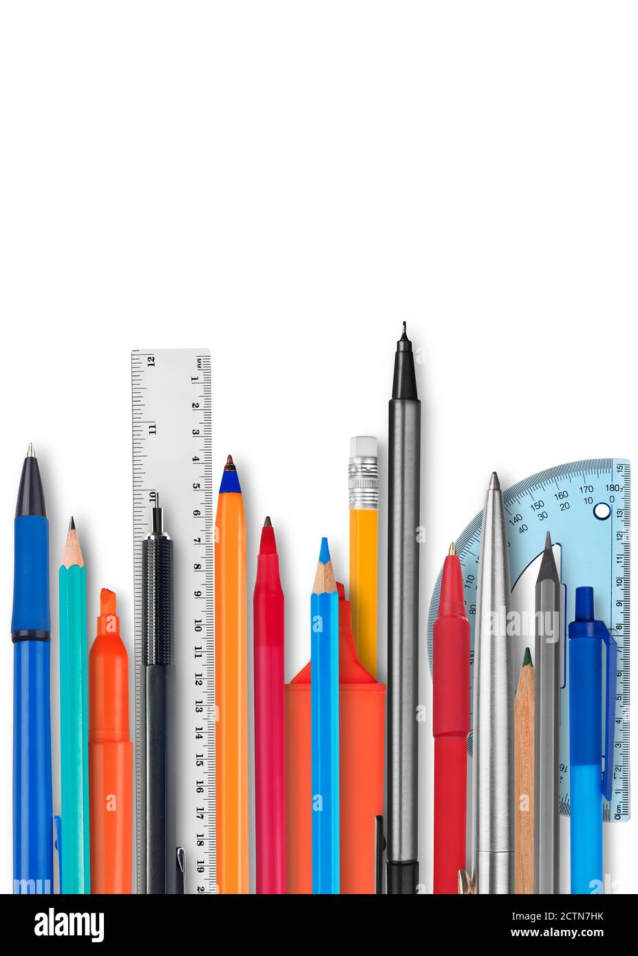 School supplies isolated on white Stock Photo - Alamy