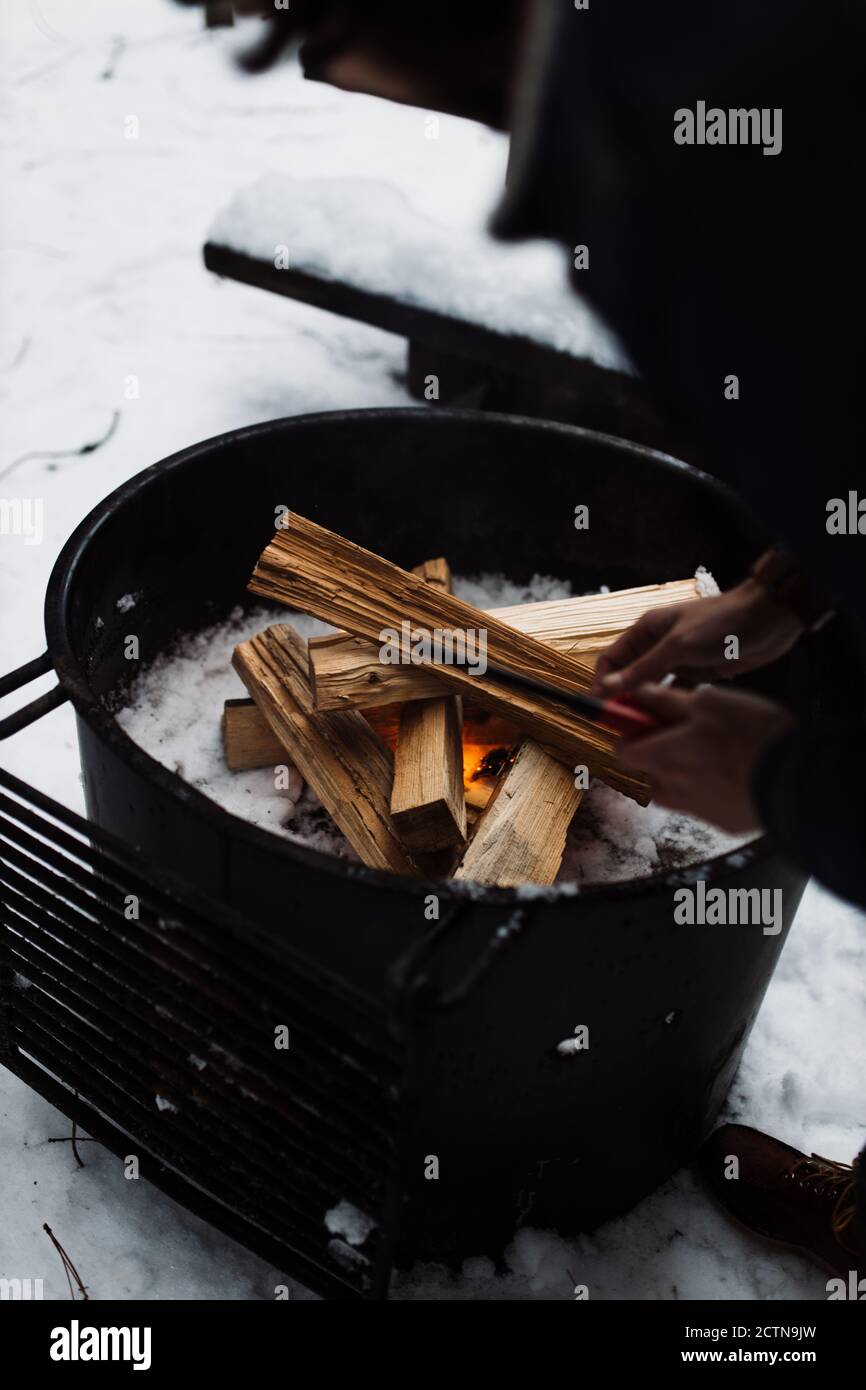 Burning woods in fireplace in hi-res stock photography and images - Alamy