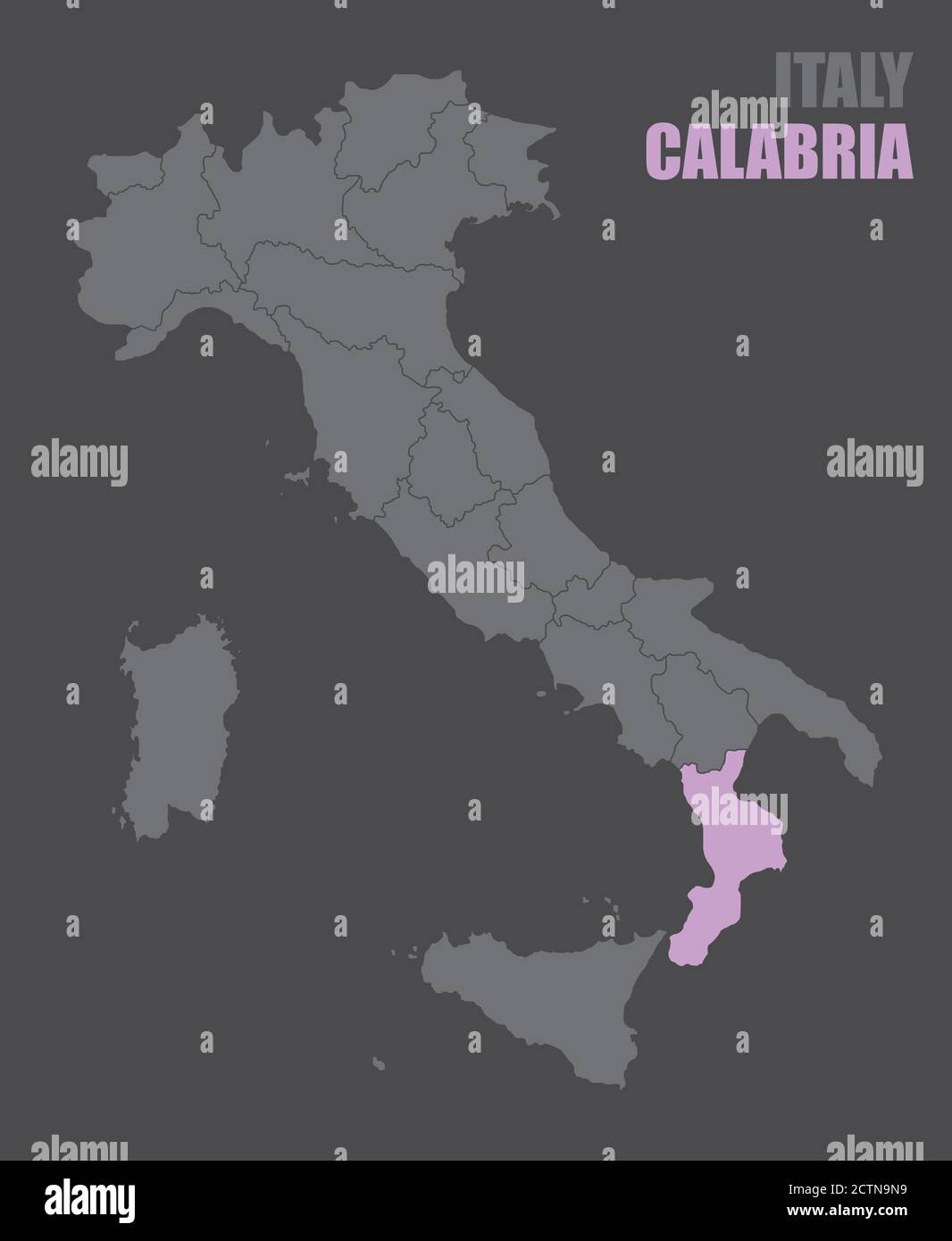 Italy Calabria map Stock Vector