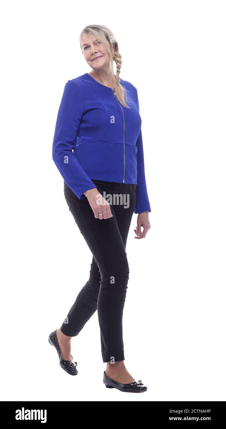 side view. adult attractive woman stepping forward Stock Photo Alamy