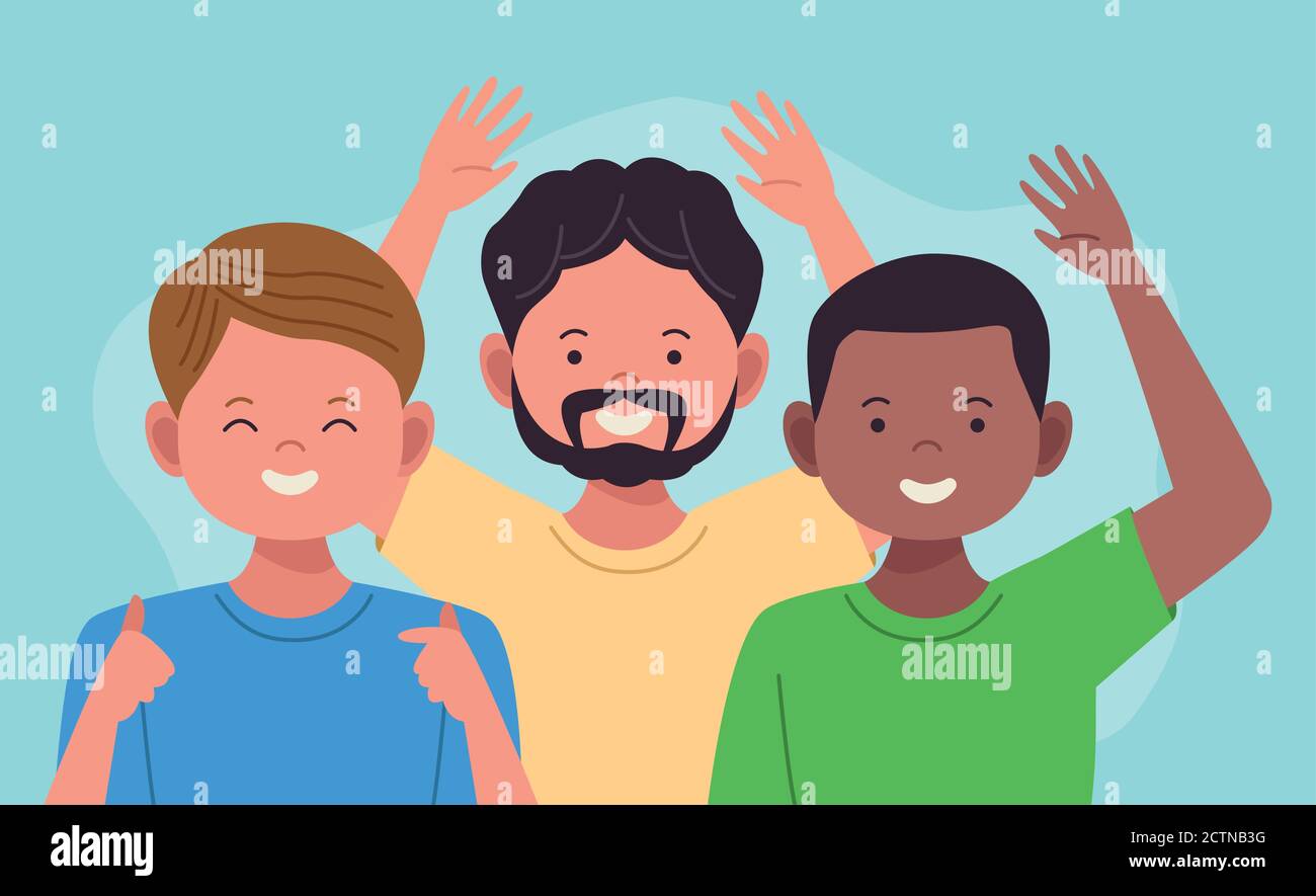 national hispanic heritage celebration with interracial men characters vector illustration design Stock Vector