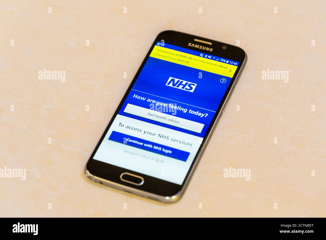 The Nhs Track And Trace App Home Screen Seen On The Screen Of A Samsung Android Mobile Phone Stock Photo Alamy