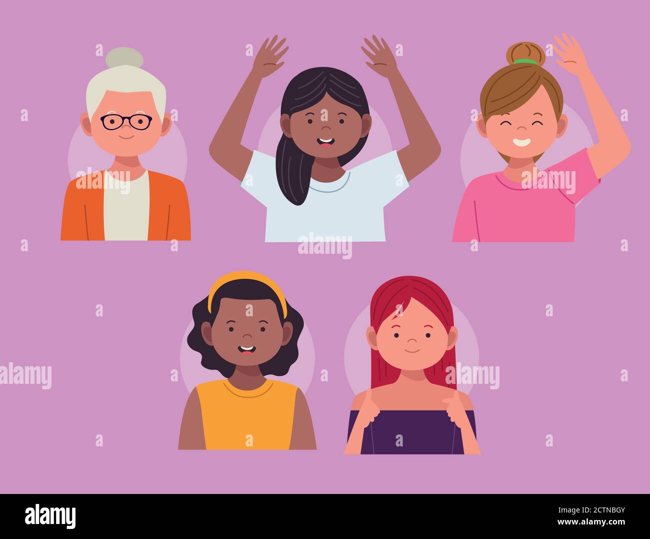 national hispanic heritage celebration with interracial women characters vector illustration design Stock Vector