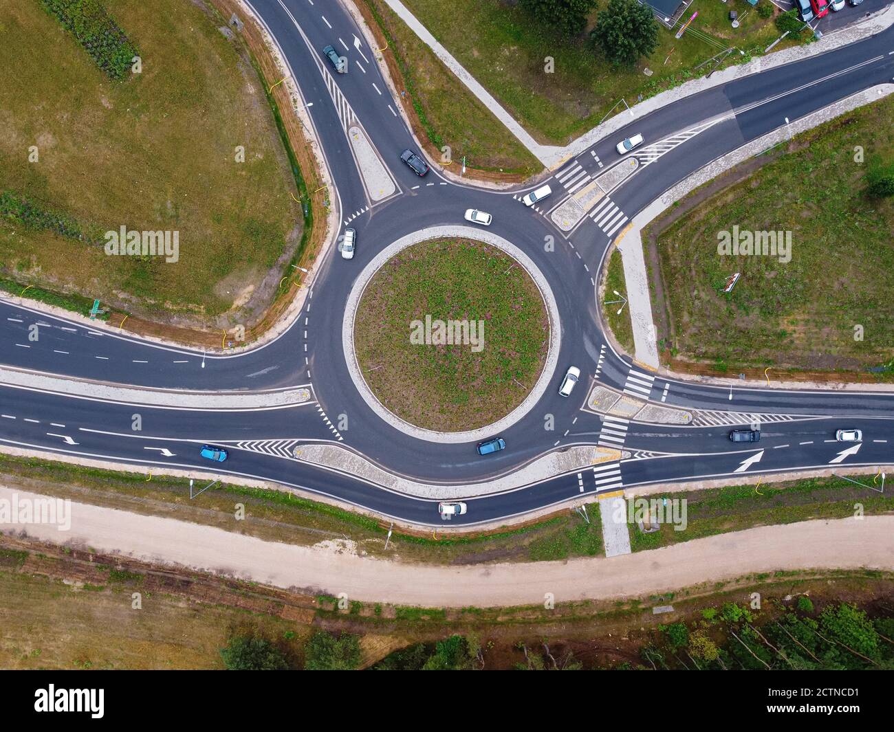 Road junction with roundabouts. Highway. Drone, aerial view Stock Photo ...