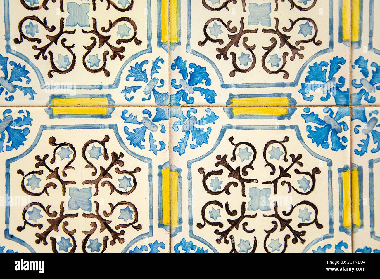 Traditional portuguese tiles. Hand painted decorative tiles Stock Photo