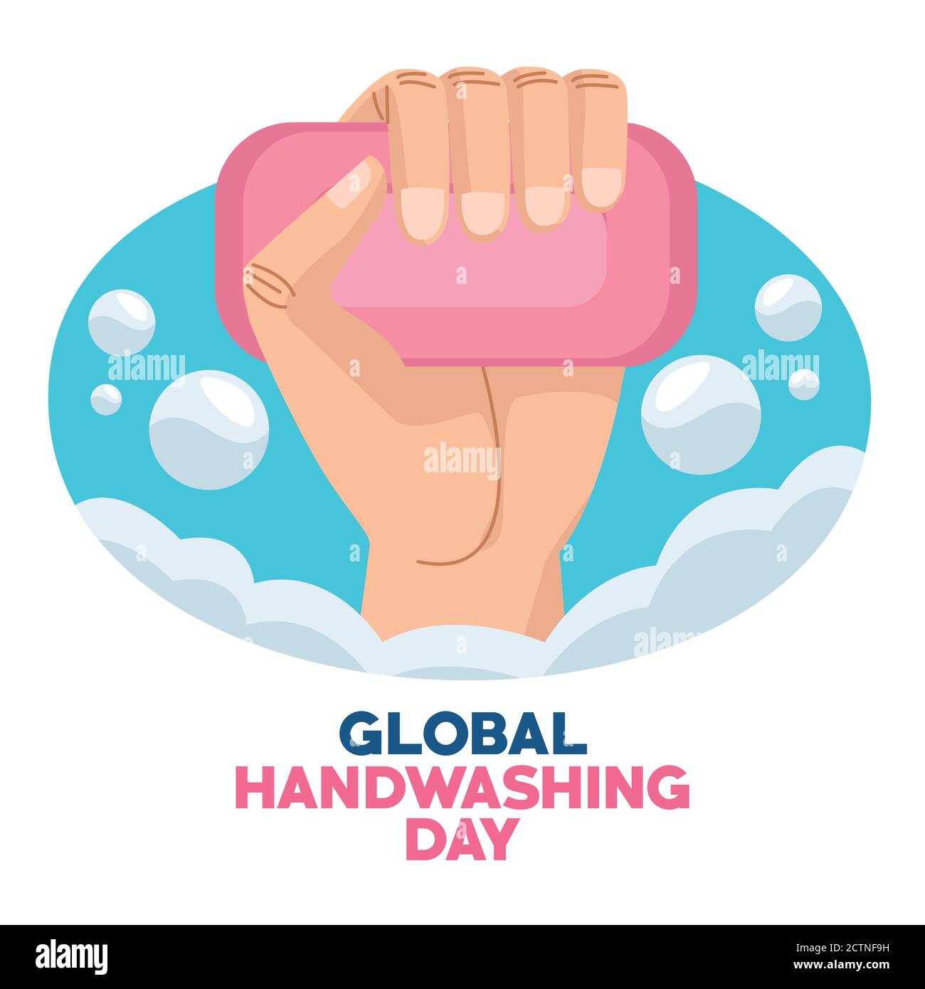 global handwashing day campaign with hand and soap bar vector ...