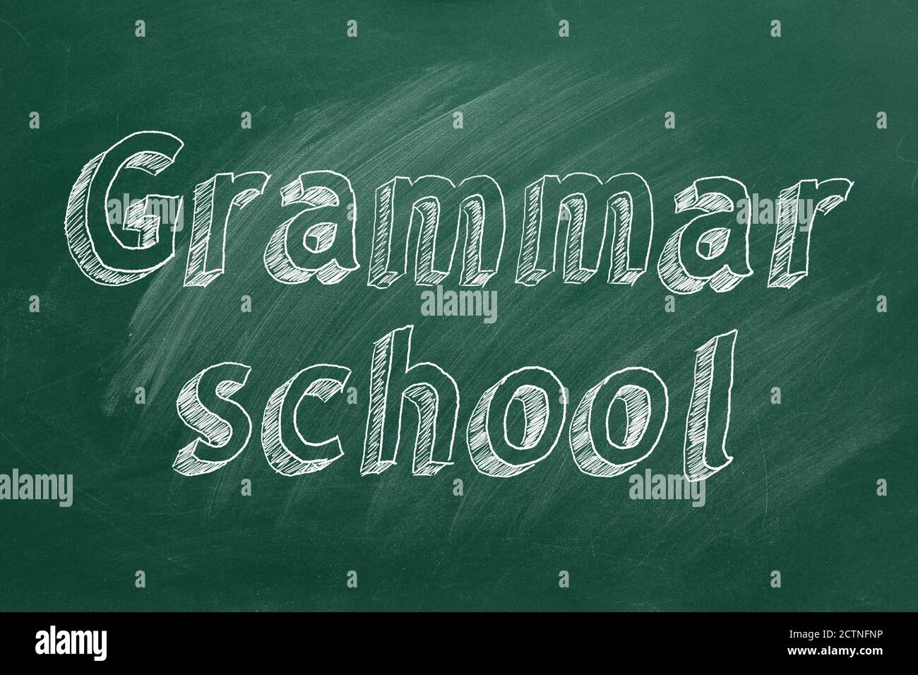 Hand drawing 'Grammar school' on green chalkboard Stock Photo